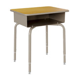 HERCULES Student Desk with Open Front Metal Book Box, Maple Desktop, and Silver Frame and Black Heavy-Duty Flex Comfort Classroom Stack Chair