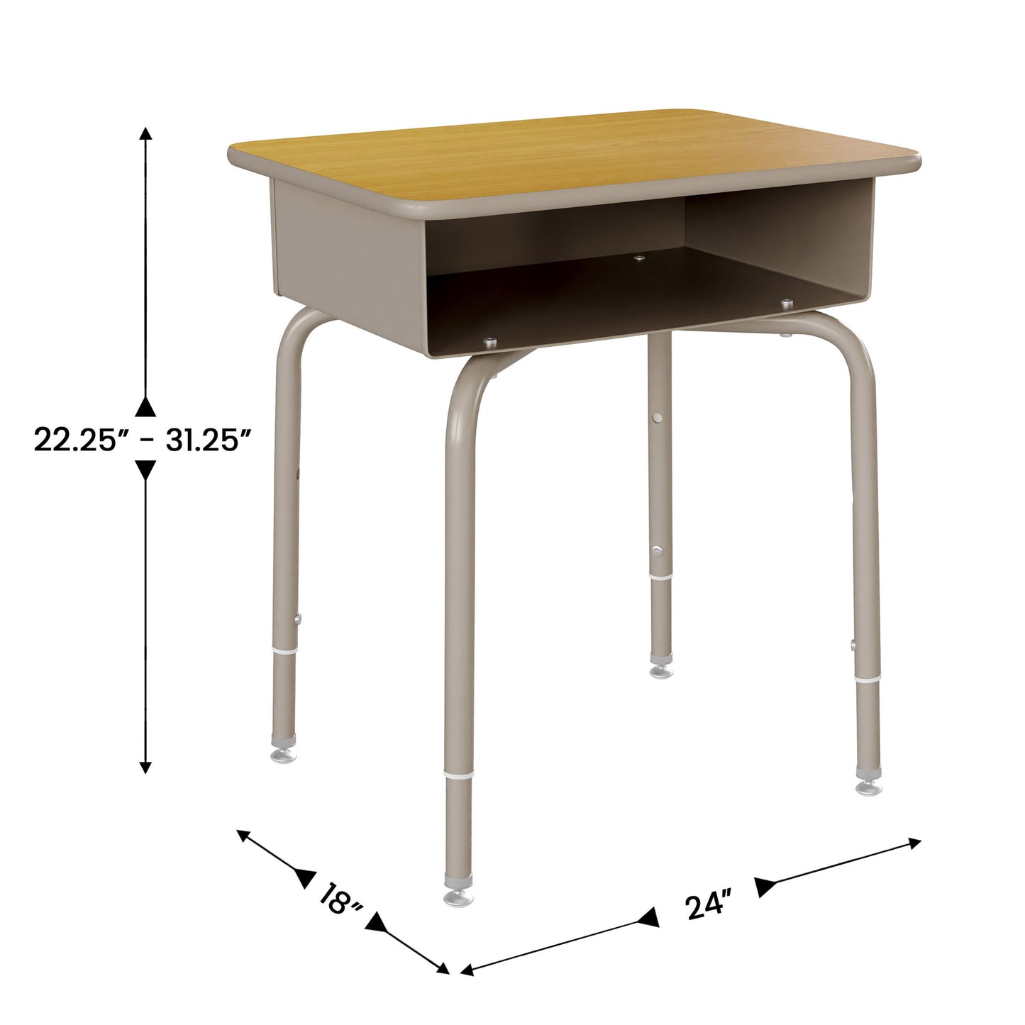 HERCULES Student Desk with Open Front Metal Book Box, Maple Desktop, and Silver Frame and Navy Heavy-Duty Flex Comfort Classroom Stack Chair