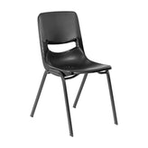 HERCULES Student Desk with Open Front Metal Book Box, Walnut Desktop, and Silver Frame and Black Heavy-Duty Flex Comfort Classroom Stack Chair