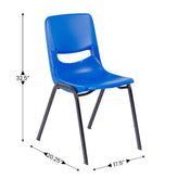 HERCULES Student Desk with Open Front Metal Book Box, Walnut Desktop, and Silver Frame and Navy Heavy-Duty Flex Comfort Classroom Stack Chair