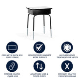 Billie Student Desk with Open Front Metal Book Box - Gray