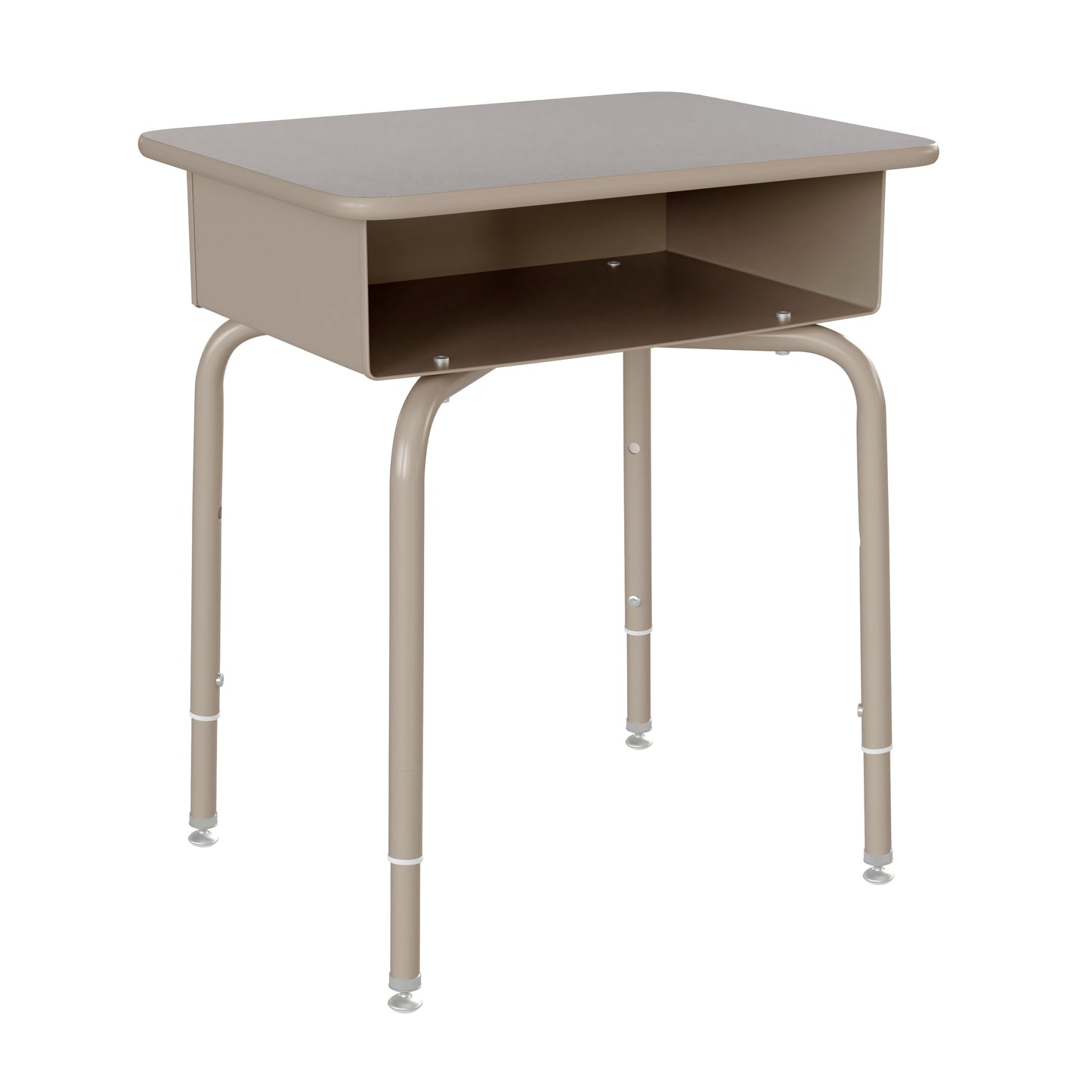 Billie Student Desk with Open Front Metal Book Box - Gray Granite/Silver