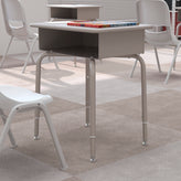 Billie Student Desk with Open Front Metal Book Box - Gray Granite/Silver