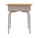 Billie Student Desk with Open Front Metal Book Box - Maple/Silver