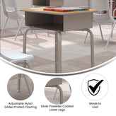 Billie Student Desk with Open Front Metal Book Box - Maple/Silver