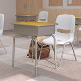 Billie Student Desk with Open Front Metal Book Box - Maple/Silver
