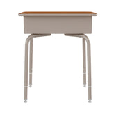 Billie Student Desk with Open Front Metal Book Box - Walnut/Silver