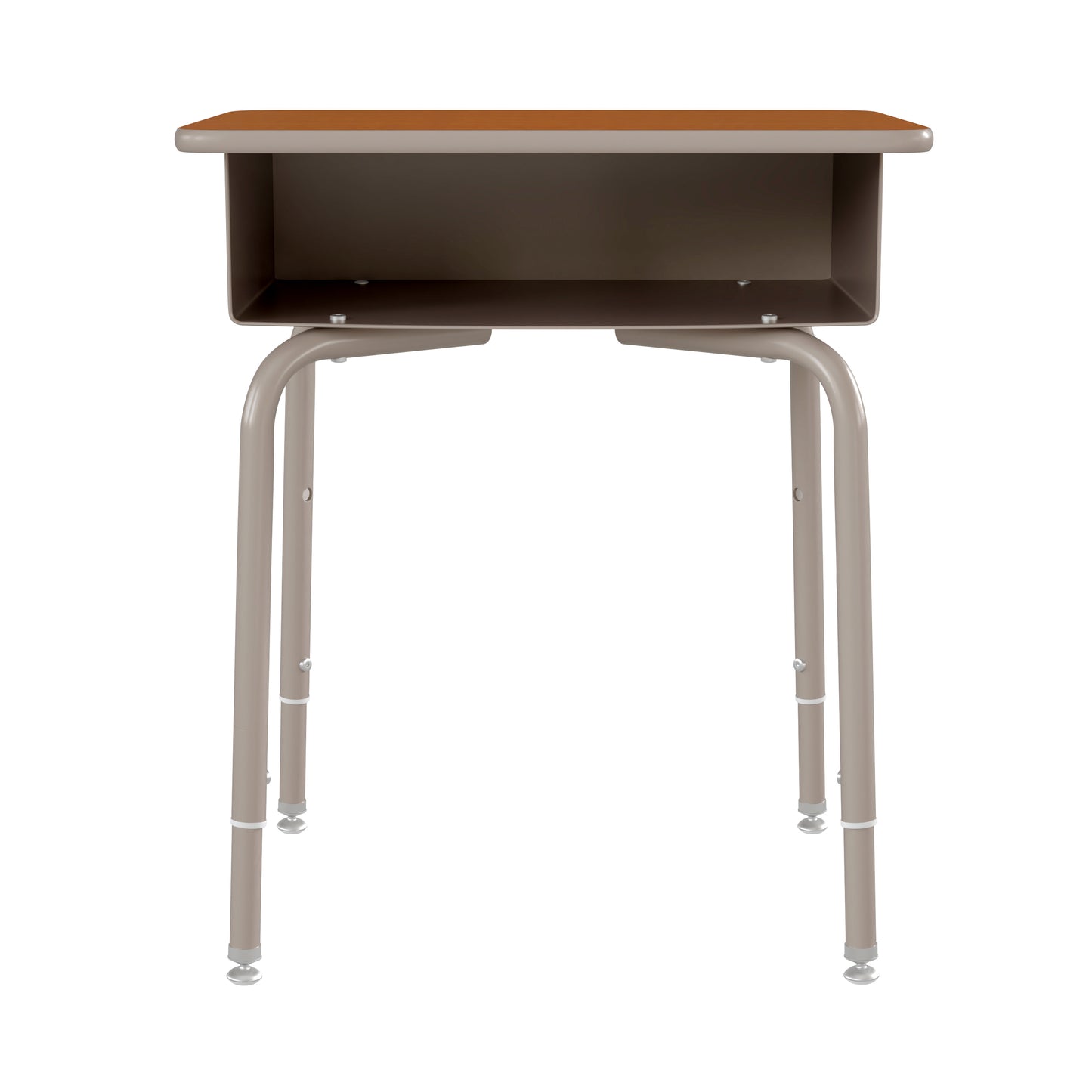 Billie Student Desk with Open Front Metal Book Box - Walnut/Silver