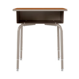 Billie Student Desk with Open Front Metal Book Box - Walnut/Silver