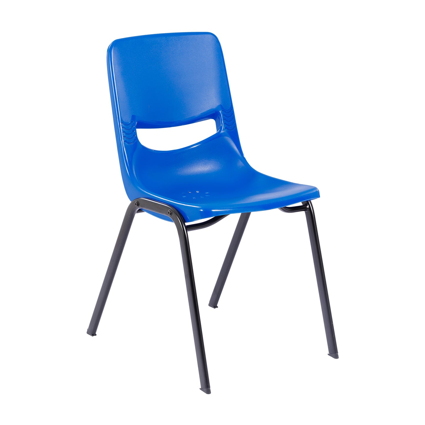 HERCULES Student Desk with Open Front Metal Book Box, Gray Desktop, and Black Frame and Navy Heavy-Duty Flex Comfort Classroom Stack Chair