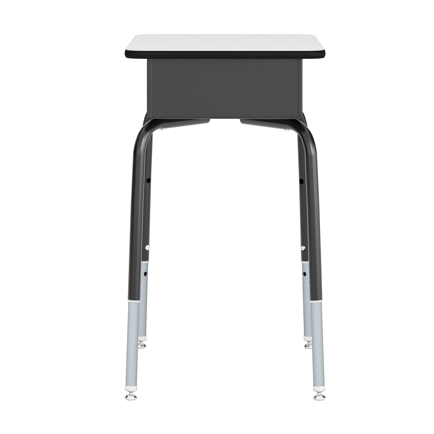 HERCULES Student Desk with Open Front Metal Book Box, Gray Desktop, and Black Frame and Navy Heavy-Duty Flex Comfort Classroom Stack Chair