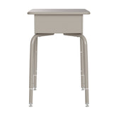 HERCULES Student Desk with Open Front Metal Book Box, Gray Granite Desktop, and Silver Frame and Black Heavy-Duty Flex Comfort Classroom Stack Chair