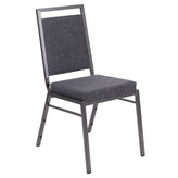 HERCULES Series Square Back Stacking Banquet Chair in Dark Gray Fabric with Silvervein Frame