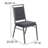 HERCULES Series Square Back Stacking Banquet Chair in Dark Gray Fabric with Silvervein Frame