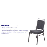 HERCULES Series Square Back Stacking Banquet Chair in Dark Gray Fabric with Silvervein Frame