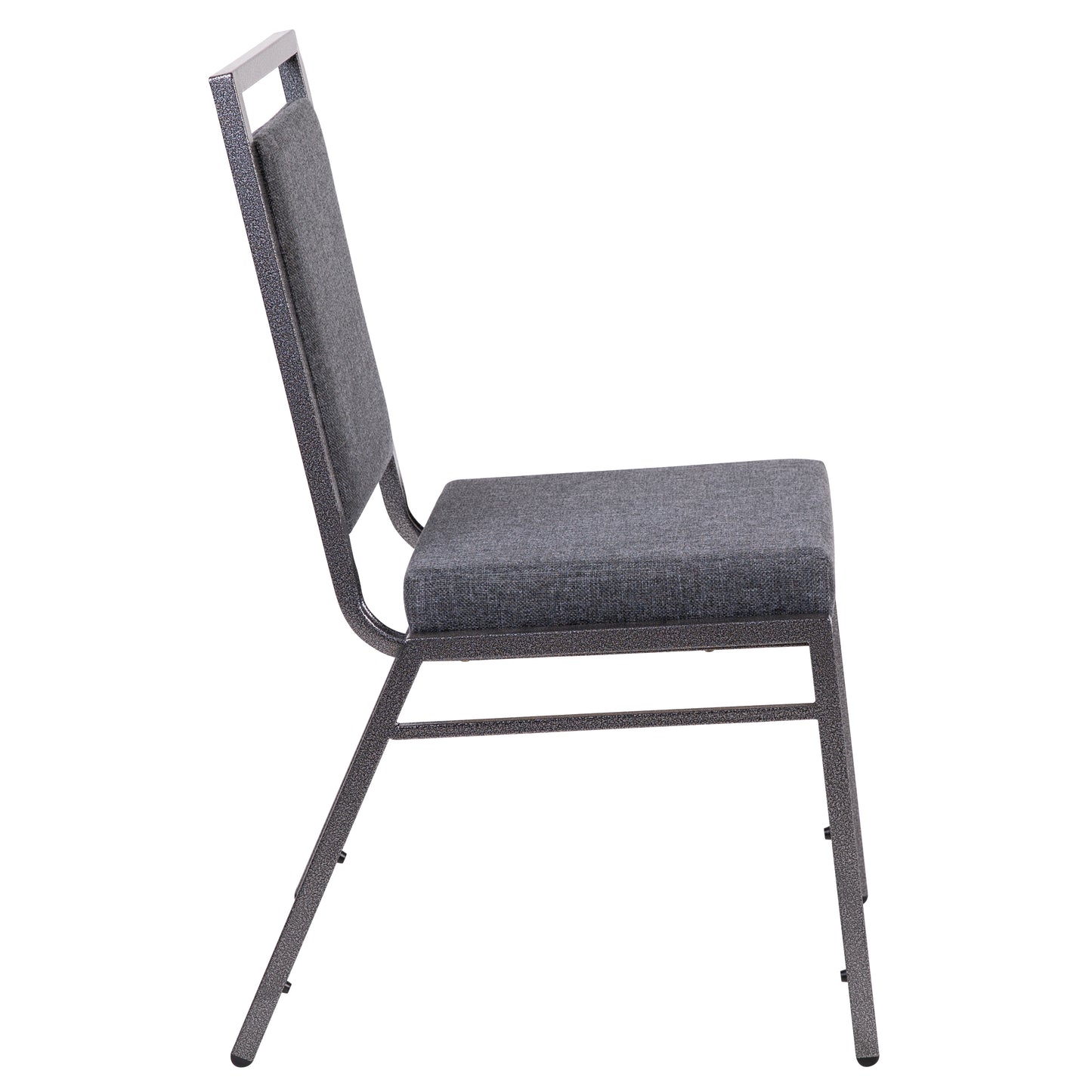 HERCULES Series Square Back Stacking Banquet Chair in Dark Gray Fabric with Silvervein Frame