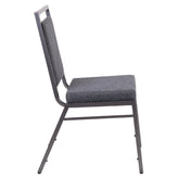 HERCULES Series Square Back Stacking Banquet Chair in Dark Gray Fabric with Silvervein Frame
