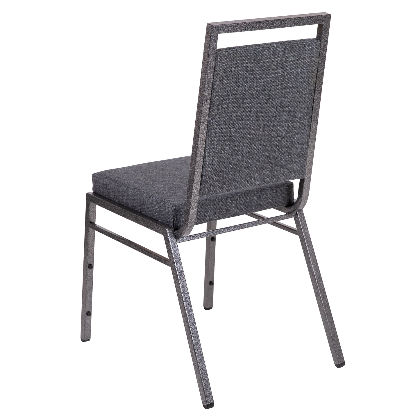 HERCULES Series Square Back Stacking Banquet Chair in Dark Gray Fabric with Silvervein Frame