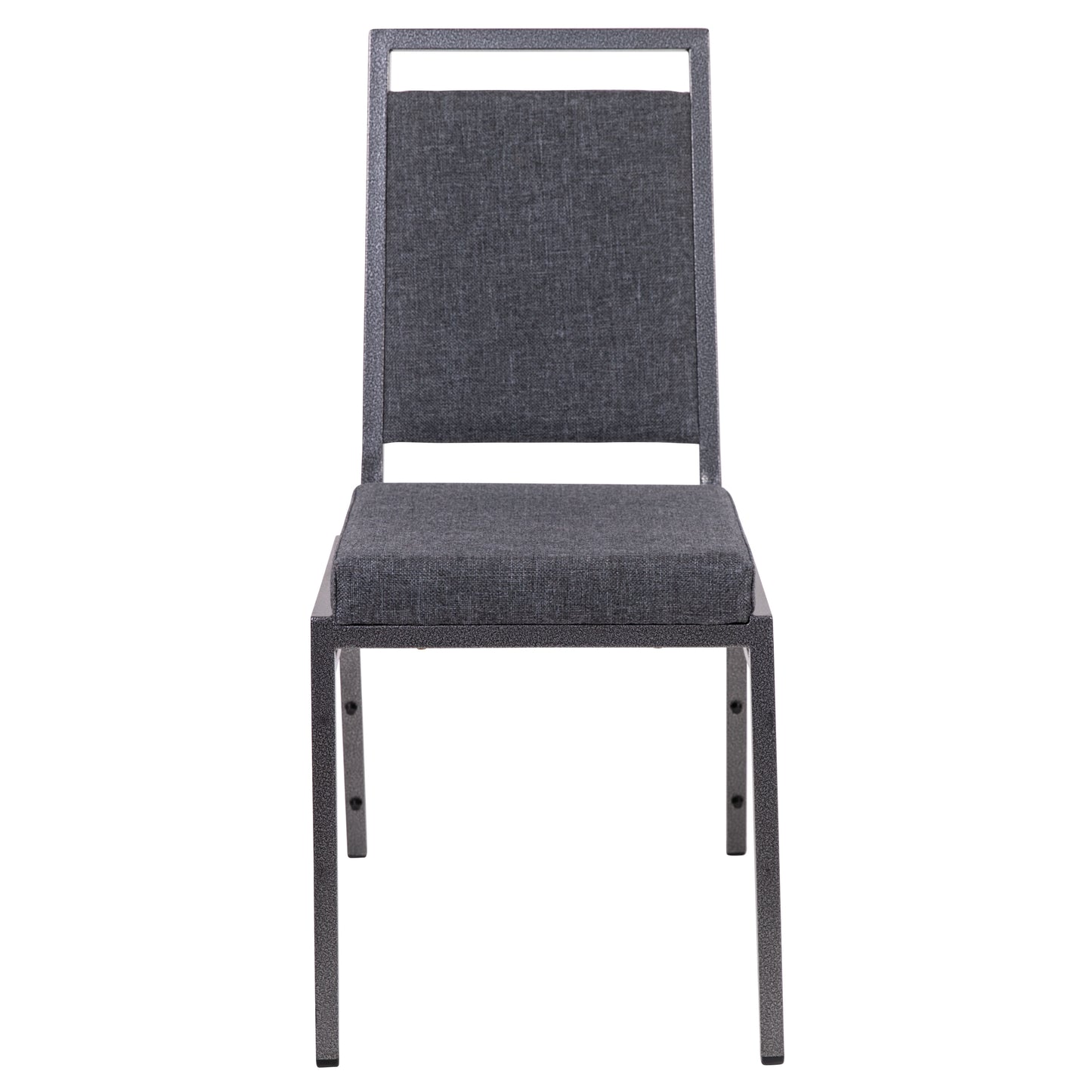 HERCULES Series Square Back Stacking Banquet Chair in Dark Gray Fabric with Silvervein Frame