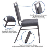 HERCULES Series Square Back Stacking Banquet Chair in Dark Gray Fabric with Silvervein Frame