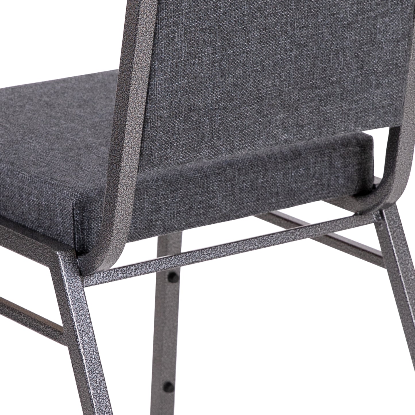 HERCULES Series Square Back Stacking Banquet Chair in Dark Gray Fabric with Silvervein Frame