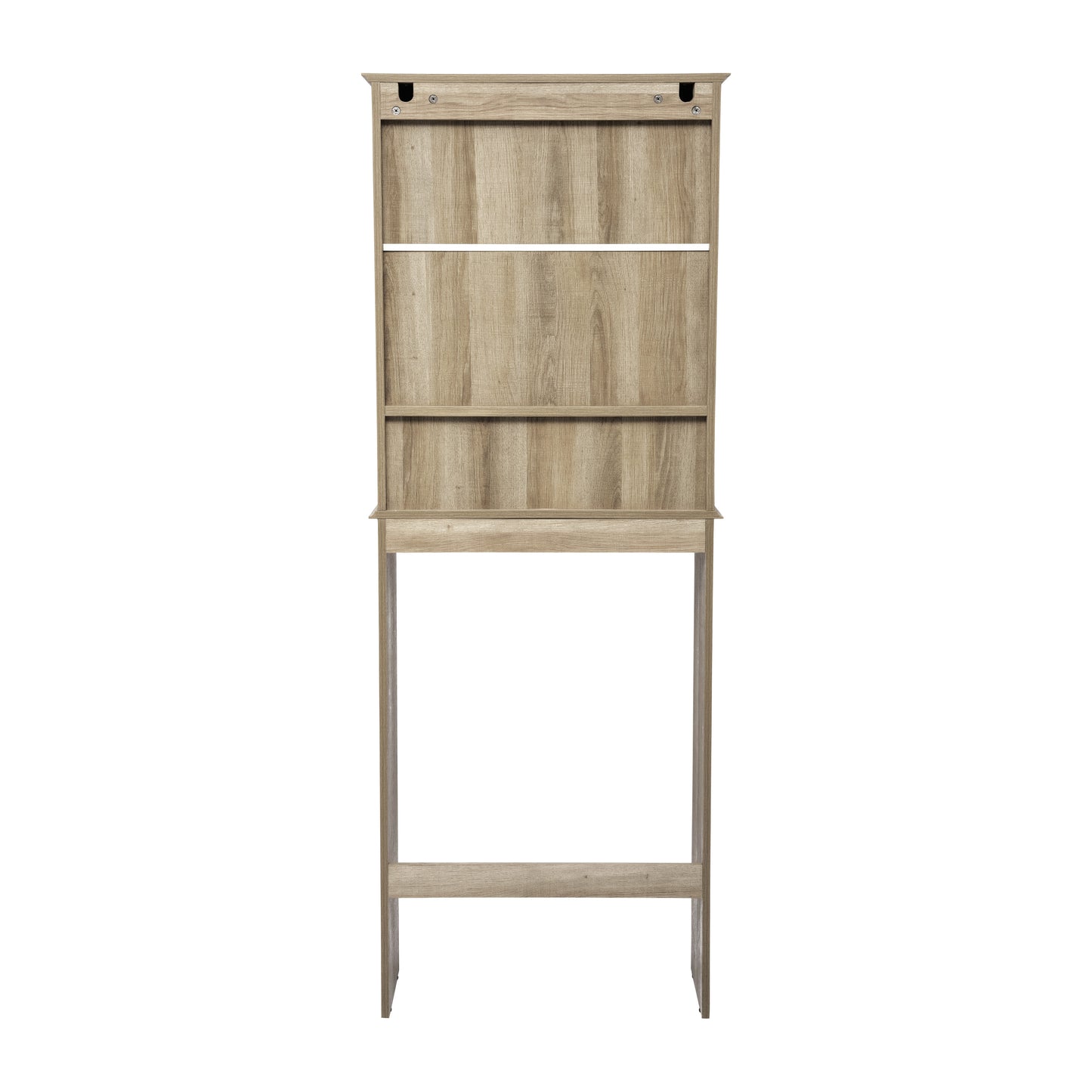 Dune Farmhouse Over the Toilet Shelf Cabinet, Magnetic Close Doors, Adjustable In-Cabinet Shelf, Lower Open Shelf, Metal Handles and Hinges, Brown