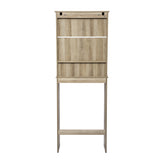 Dune Farmhouse Over the Toilet Shelf Cabinet, Magnetic Close Doors, Adjustable In-Cabinet Shelf, Lower Open Shelf, Metal Handles and Hinges, Brown
