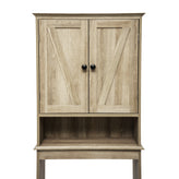 Dune Farmhouse Over the Toilet Shelf Cabinet, Magnetic Close Doors, Adjustable In-Cabinet Shelf, Lower Open Shelf, Metal Handles and Hinges, Brown