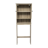 Dune Farmhouse Over the Toilet Shelf Cabinet, Magnetic Close Doors, Adjustable In-Cabinet Shelf, Lower Open Shelf, Metal Handles and Hinges, Brown