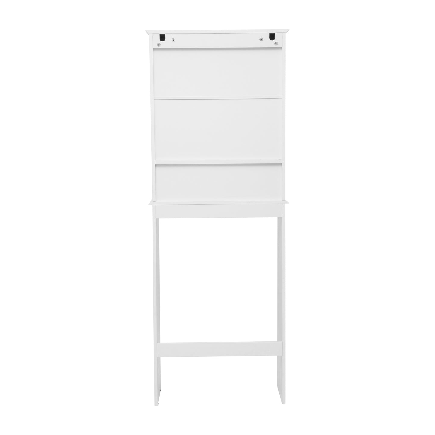 Dune Farmhouse Over the Toilet Shelf Cabinet, Magnetic Close Doors, Adjustable In-Cabinet Shelf, Lower Open Shelf, Metal Handles and Hinges, White