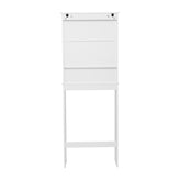 Dune Farmhouse Over the Toilet Shelf Cabinet, Magnetic Close Doors, Adjustable In-Cabinet Shelf, Lower Open Shelf, Metal Handles and Hinges, White