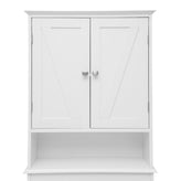 Dune Farmhouse Over the Toilet Shelf Cabinet, Magnetic Close Doors, Adjustable In-Cabinet Shelf, Lower Open Shelf, Metal Handles and Hinges, White