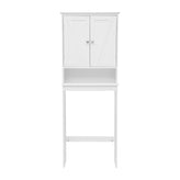 Dune Farmhouse Over the Toilet Shelf Cabinet, Magnetic Close Doors, Adjustable In-Cabinet Shelf, Lower Open Shelf, Metal Handles and Hinges, White