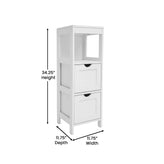 Dune Farmhouse Bathroom Storage Organizer with Two Removable Drawers and Open Display Shelf in White