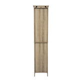 Dune Farmhouse Freestanding Bathroom Linen Tower Storage Cabinet with Magnetic Close Doors, 2 Adjustable Shelves, Open Display Shelf, Drawer in Brown