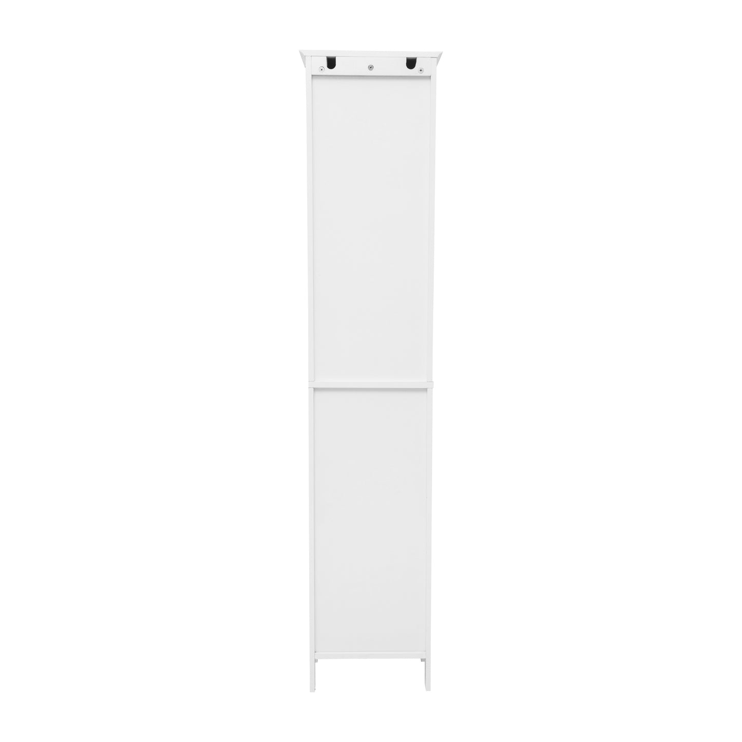 Dune Farmhouse Freestanding Bathroom Linen Tower Storage Cabinet with Magnetic Close Doors, 2 Adjustable Shelves, Open Display Shelf, Drawer in White