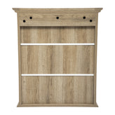 Dune Farmhouse Wall Mounted Bathroom Medicine Cabinet Storage Organizer with 2 Magnetic Closure Doors, Adjustable Shelf, and Lower Open Shelf in Brown