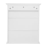 Dune Farmhouse Wall Mounted Bathroom Medicine Cabinet Storage Organizer with 2 Magnetic Closure Doors, Adjustable Shelf, and Lower Open Shelf in White
