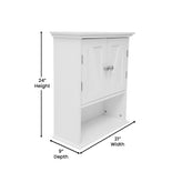 Dune Farmhouse Wall Mounted Bathroom Medicine Cabinet Storage Organizer with 2 Magnetic Closure Doors, Adjustable Shelf, and Lower Open Shelf in White