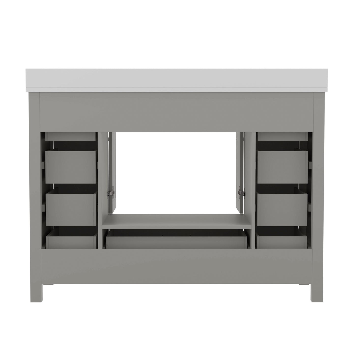 Vega 48 Inch Bathroom Vanity with Sink, Storage Cabinet with Soft Close Doors, and 9 Drawers, Carrara Marble Finish Countertop, Gray