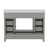 Vega 48 Inch Bathroom Vanity with Sink, Storage Cabinet with Soft Close Doors, and 9 Drawers, Carrara Marble Finish Countertop, Gray