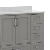 Vega 48 Inch Bathroom Vanity with Sink, Storage Cabinet with Soft Close Doors, and 9 Drawers, Carrara Marble Finish Countertop, Gray