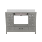 Vega 48 Inch Bathroom Vanity with Sink, Storage Cabinet with Soft Close Doors, and 9 Drawers, Carrara Marble Finish Countertop, Gray