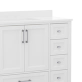 Vega 48 Inch Bathroom Vanity with Sink, Storage Cabinet with Soft Close Doors, and 9 Drawers, Carrara Marble Finish Countertop, White