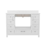 Vega 48 Inch Bathroom Vanity with Sink, Storage Cabinet with Soft Close Doors, and 9 Drawers, Carrara Marble Finish Countertop, White
