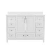 Vega 48 Inch Bathroom Vanity with Sink, Storage Cabinet with Soft Close Doors, and 9 Drawers, Carrara Marble Finish Countertop, White