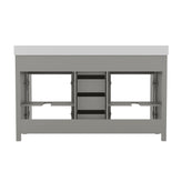 Vega 60 Inch Bathroom Double Vanity with 2 Sinks, 2 Storage Cabinets with Soft Close Doors and 6 Drawers, Carrara Marble Finish Countertop, Gray