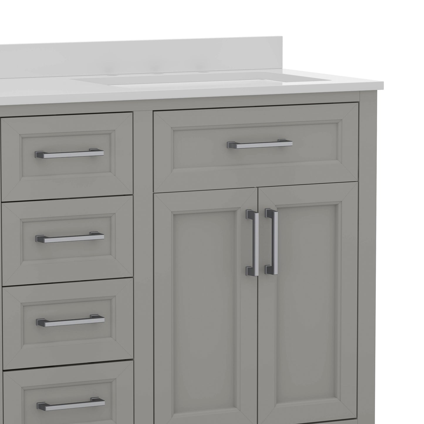 Vega 60 Inch Bathroom Double Vanity with 2 Sinks, 2 Storage Cabinets with Soft Close Doors and 6 Drawers, Carrara Marble Finish Countertop, Gray