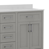 Vega 60 Inch Bathroom Double Vanity with 2 Sinks, 2 Storage Cabinets with Soft Close Doors and 6 Drawers, Carrara Marble Finish Countertop, Gray