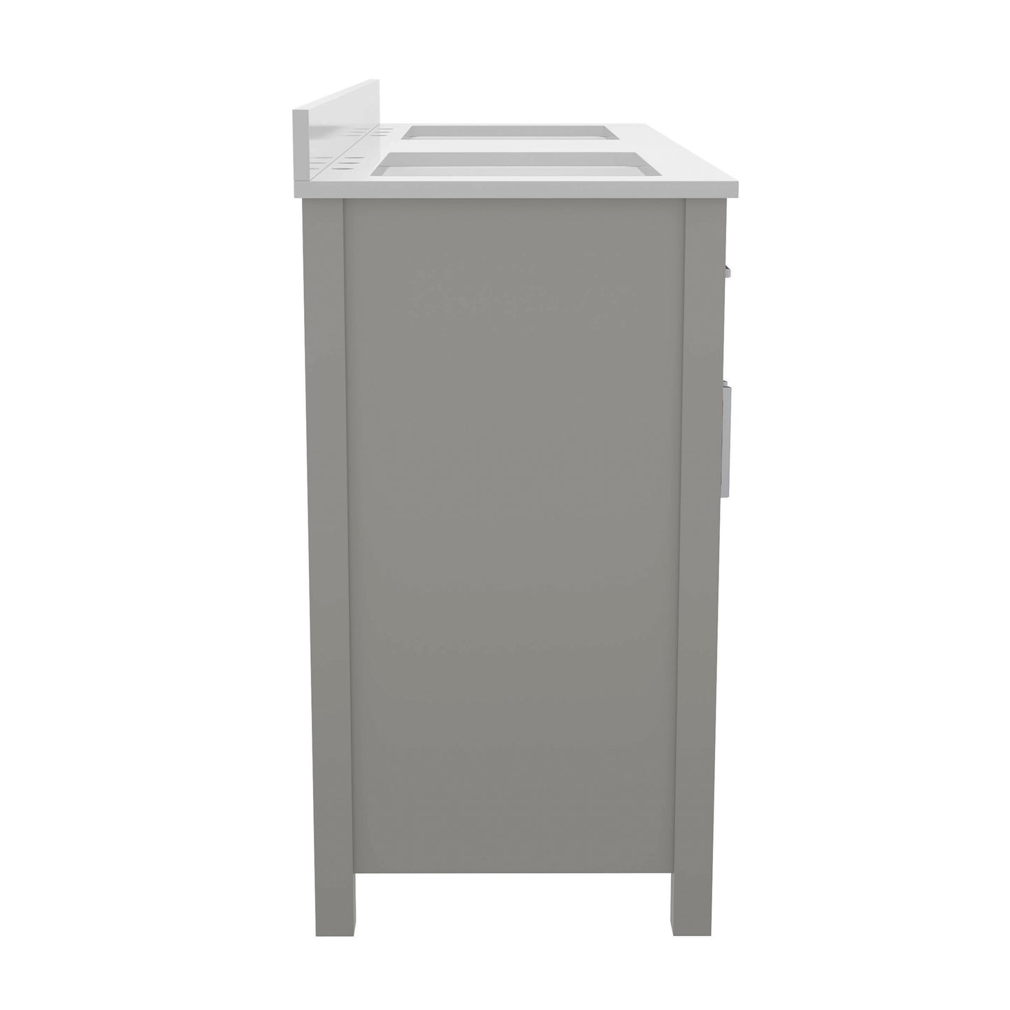 Vega 60 Inch Bathroom Double Vanity with 2 Sinks, 2 Storage Cabinets with Soft Close Doors and 6 Drawers, Carrara Marble Finish Countertop, Gray